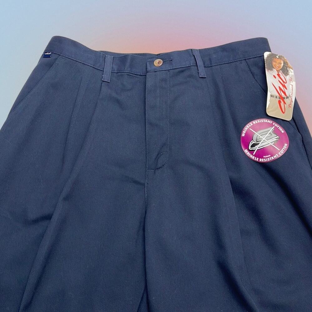 CHIC Women’s 16 Petite Navy Blue Pleated Chino Pant